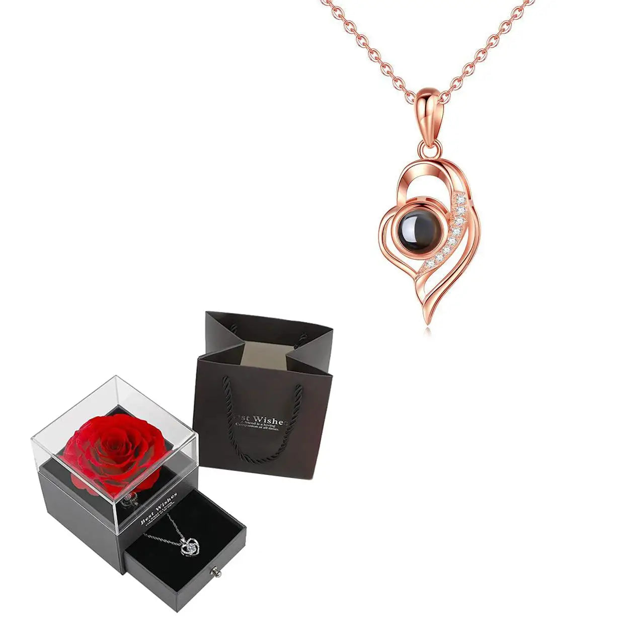 100 Languages "I Love You" Heart Necklace β Gift Set with Rose Box πβ¨ Perfect Romantic Gift