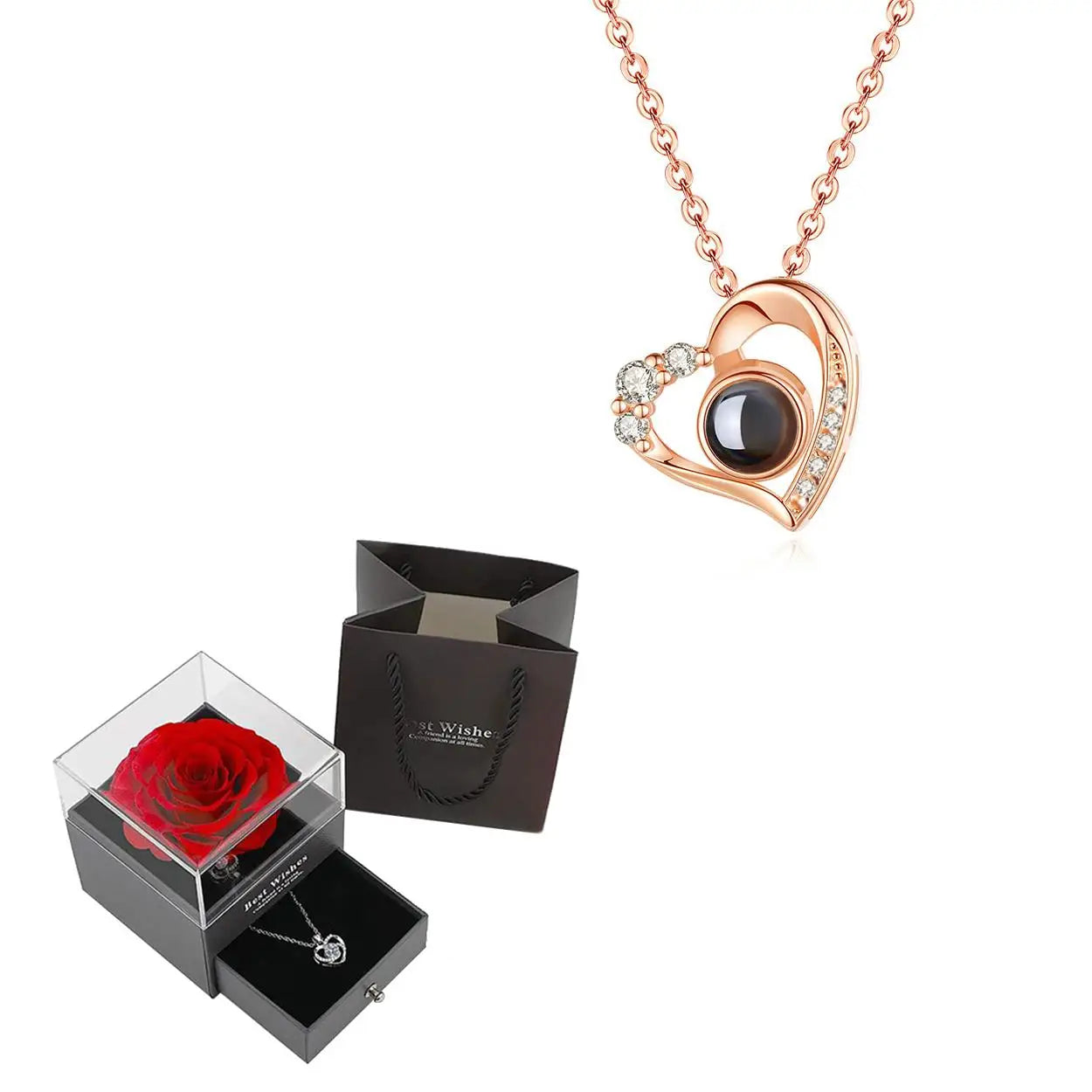 100 Languages "I Love You" Heart Necklace β Gift Set with Rose Box πβ¨ Perfect Romantic Gift