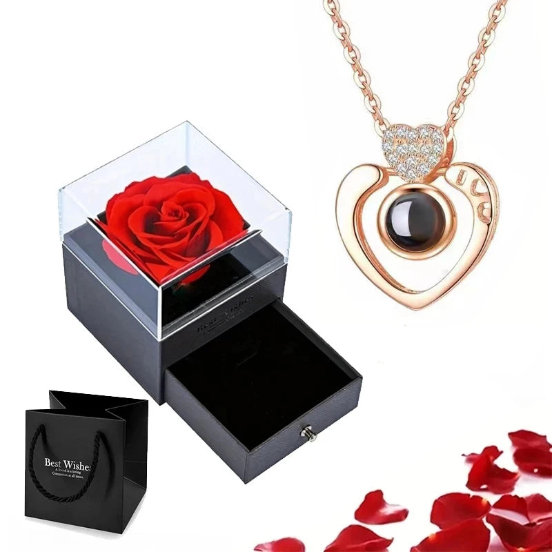 100 Languages "I Love You" Heart Necklace β Gift Set with Rose Box πβ¨ Perfect Romantic Gift