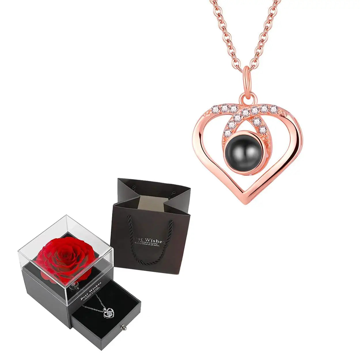 100 Languages "I Love You" Heart Necklace β Gift Set with Rose Box πβ¨ Perfect Romantic Gift