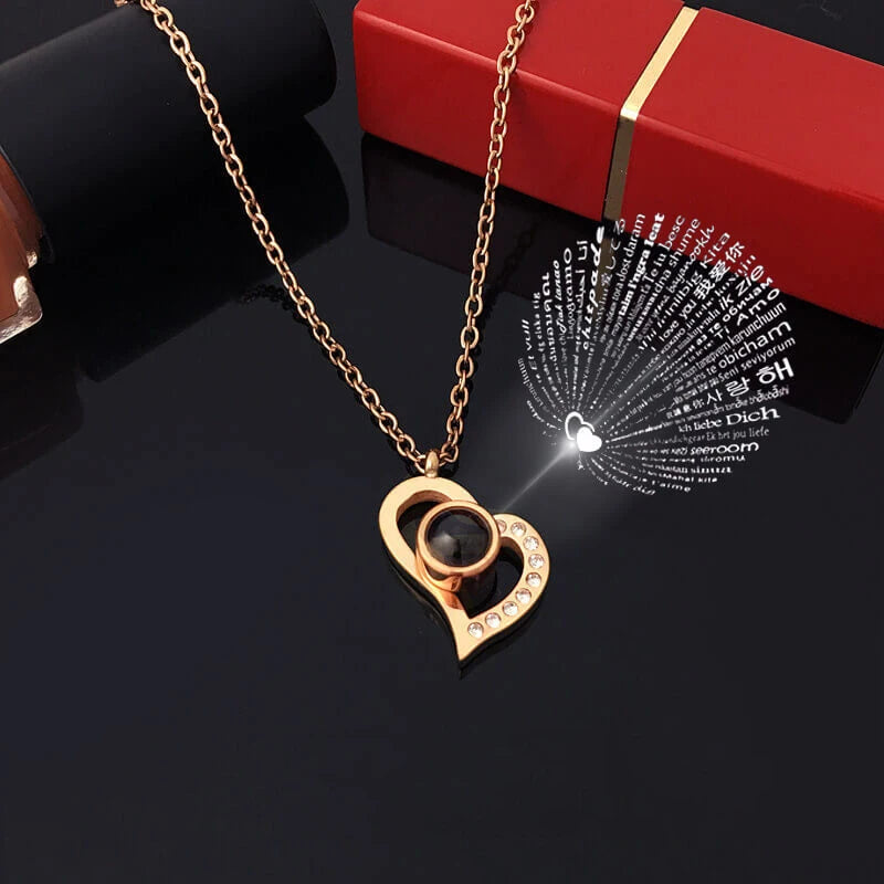 100 Languages "I Love You" Heart Necklace β Gift Set with Rose Box πβ¨ Perfect Romantic Gift