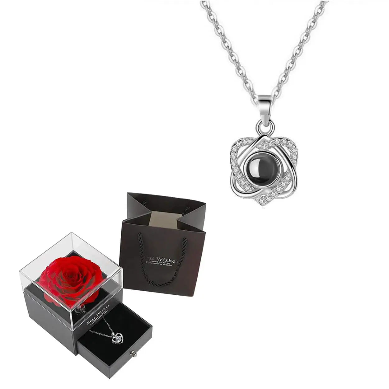 100 Languages "I Love You" Heart Necklace β Gift Set with Rose Box πβ¨ Perfect Romantic Gift