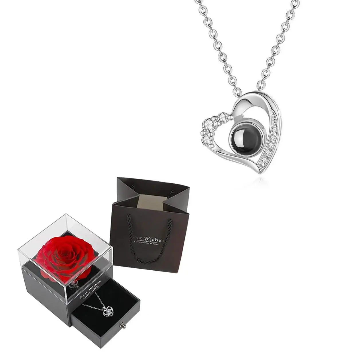 100 Languages "I Love You" Heart Necklace β Gift Set with Rose Box πβ¨ Perfect Romantic Gift