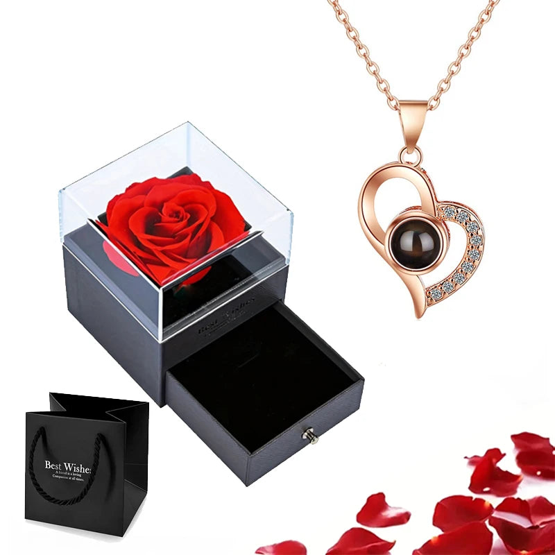 100 Languages "I Love You" Heart Necklace β Gift Set with Rose Box πβ¨ Perfect Romantic Gift