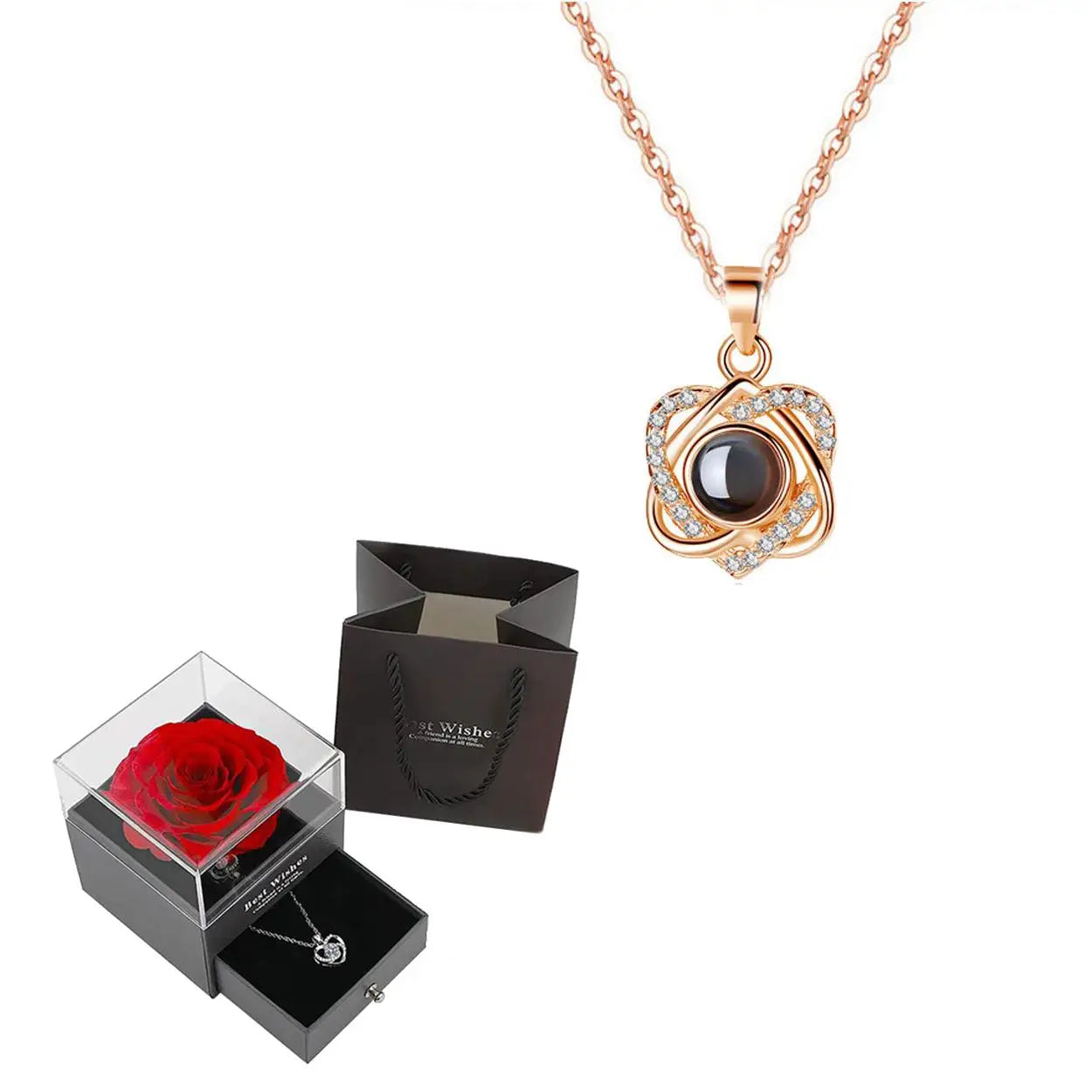 100 Languages "I Love You" Heart Necklace β Gift Set with Rose Box πβ¨ Perfect Romantic Gift