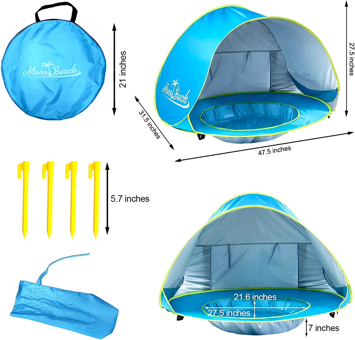 Baby Beach Tent Shade UV Protection Sun Shelter Infant Outdoor Toys Swimming Pool House Beach Tent Toys for Kids Children