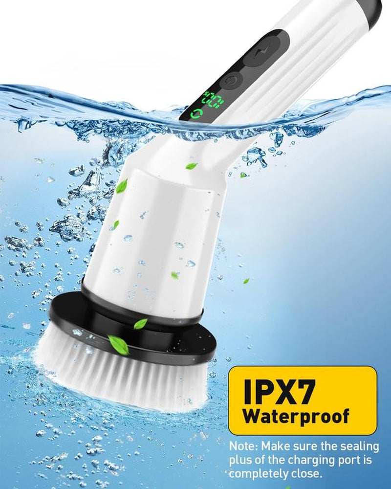 Electric Spin Scrubber, Shower Scrubber with Extendable 53.3'' Arm, Dual-Speed, 3 Brush Heads, Versatile Power Scrubber for Bathroom, Shower, Tub, Tile, and Car