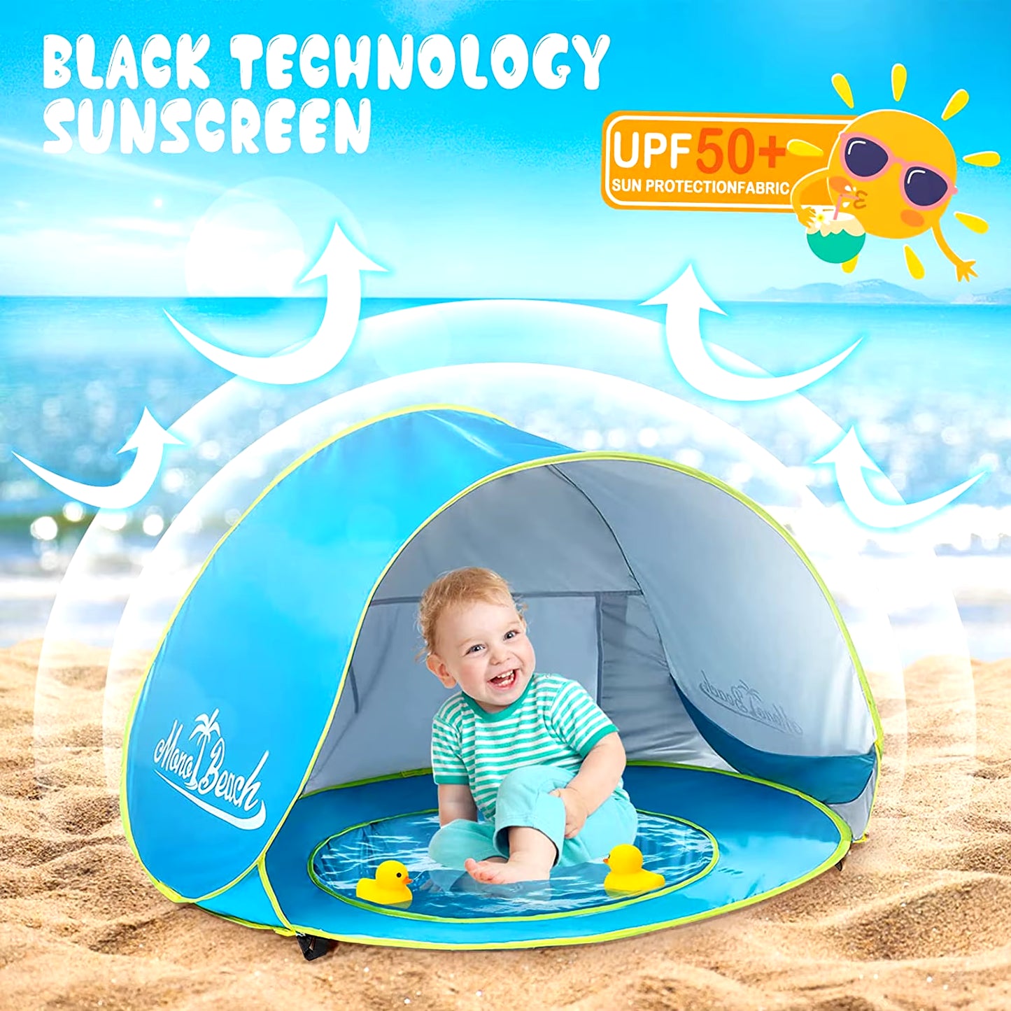 Baby Beach Tent Shade UV Protection Sun Shelter Infant Outdoor Toys Swimming Pool House Beach Tent Toys for Kids Children