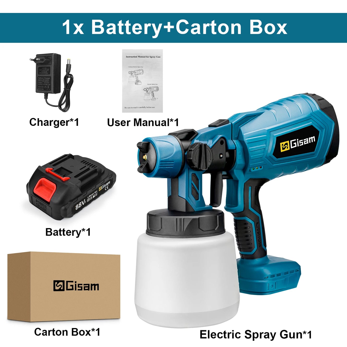 1000ml Cordless HVLP Sprayer, Makita 18V Compatible.