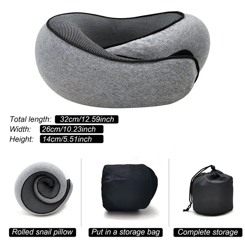 Memory Foam Travel Neck Pillow U-shaped, adjustable, and portable for ultimate neck support. Perfect for travel, naps, and relaxation on-the-go!