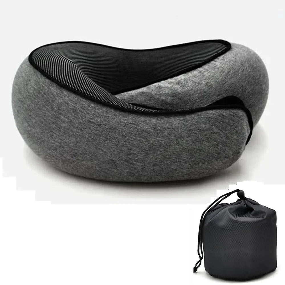 Memory Foam Travel Neck Pillow U-shaped, adjustable, and portable for ultimate neck support. Perfect for travel, naps, and relaxation on-the-go!