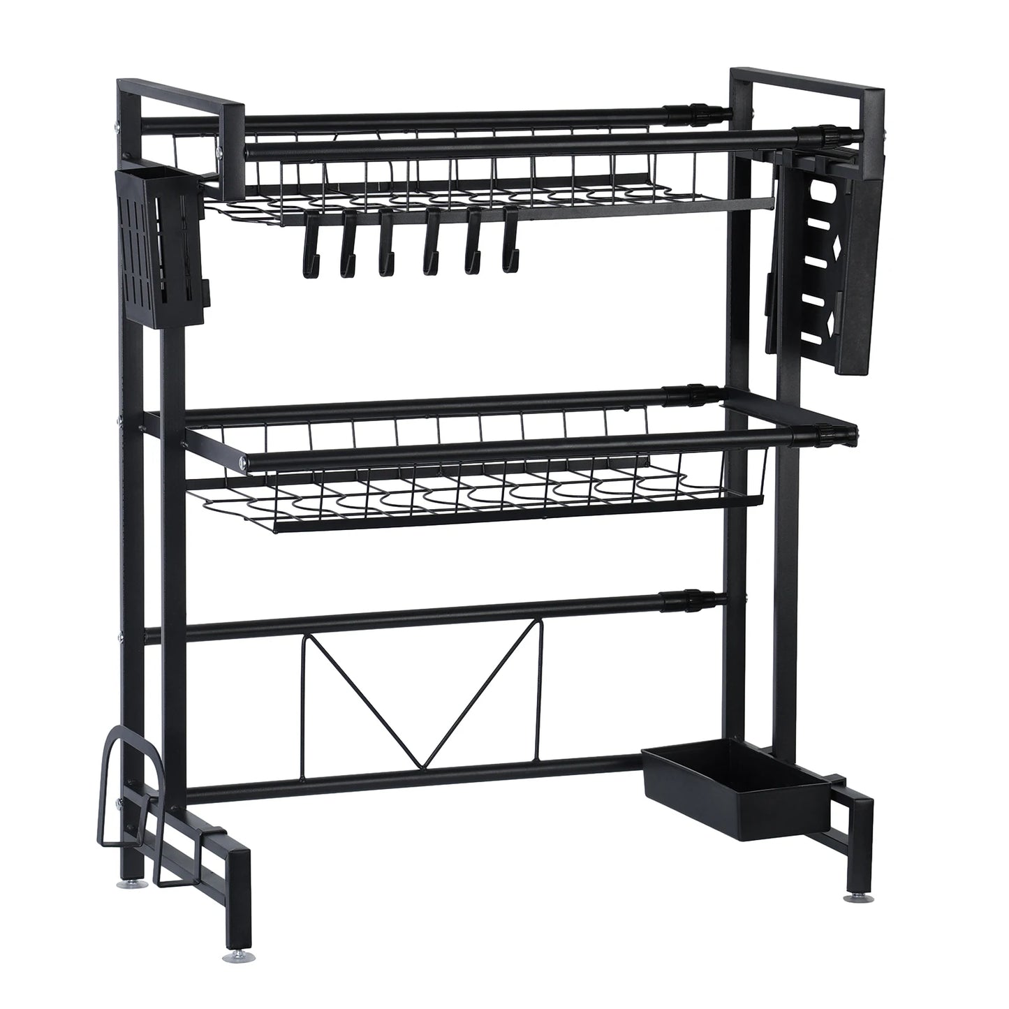 2-Tier Stretchable Kitchen Sink Rack – Multifunctional Dish & Utensil Organizer