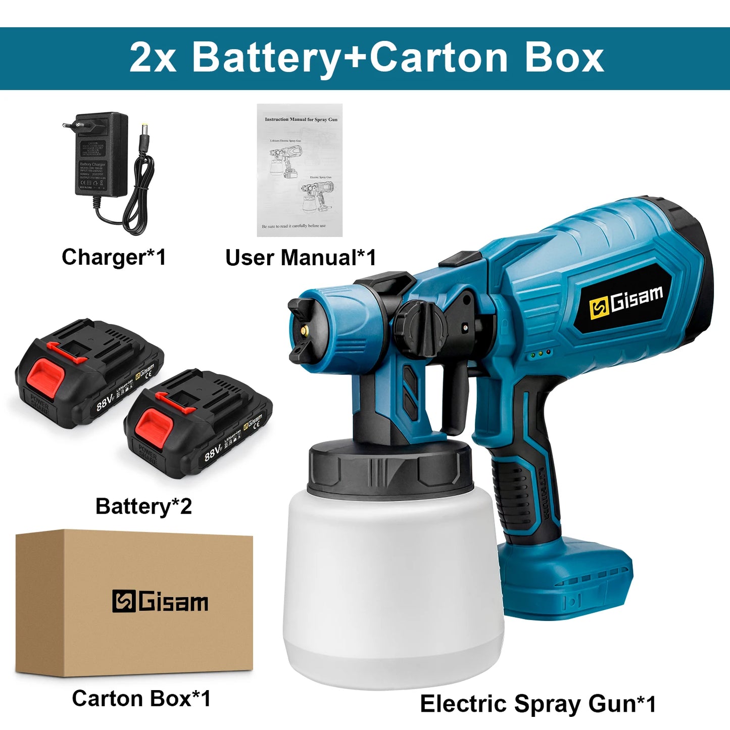 1000ml Cordless HVLP Sprayer, Makita 18V Compatible.