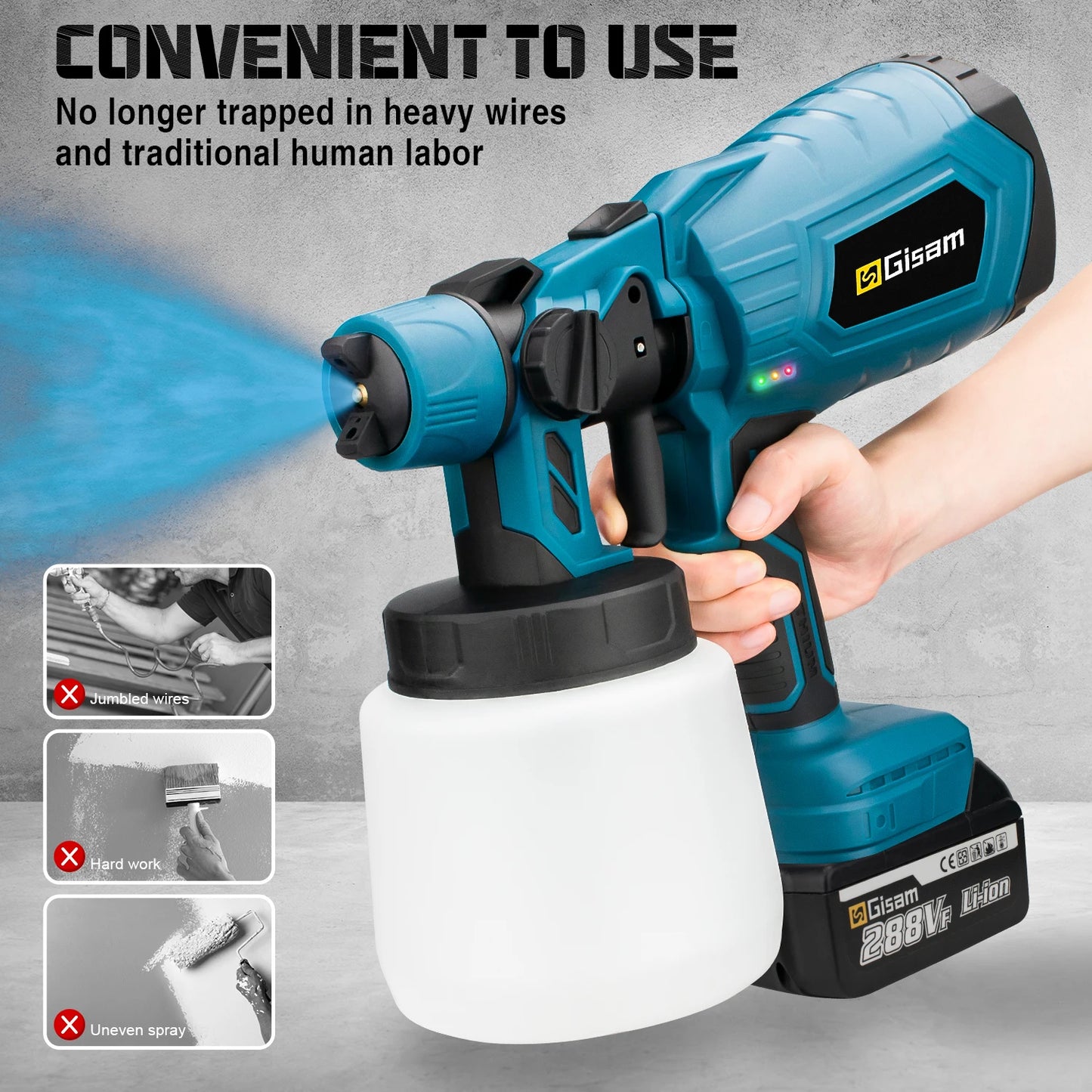 1000ml Cordless HVLP Sprayer, Makita 18V Compatible.