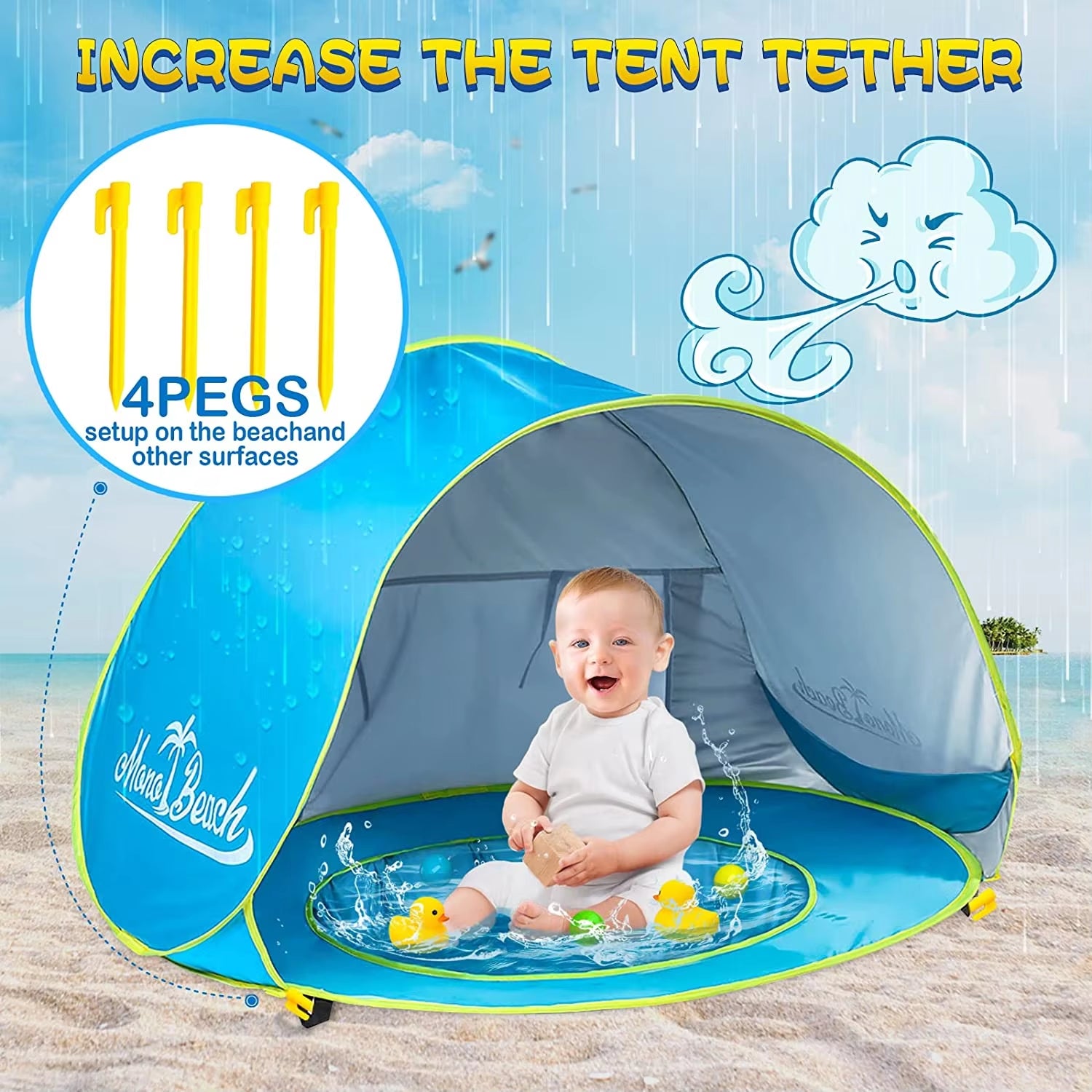 Baby Beach Tent Shade UV Protection Sun Shelter Infant Outdoor Toys Swimming Pool House Beach Tent Toys for Kids Children